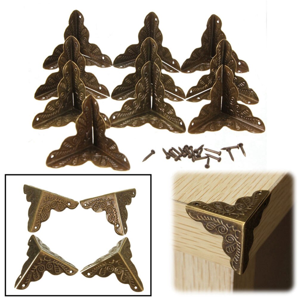 4 stk antik hjørnebeskyttelsesboks træhus dekorative fødder ben hjørne beslag møbler hardware