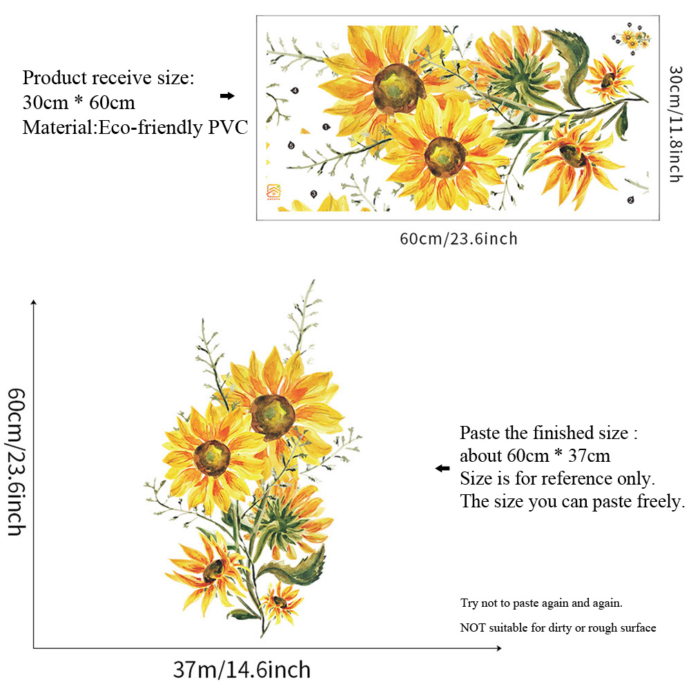 Geschilderde zonnebloem muurstickers woonkamer bank achtergrond decoratie slaapkamer interieur muur verfraaiing stickers behang