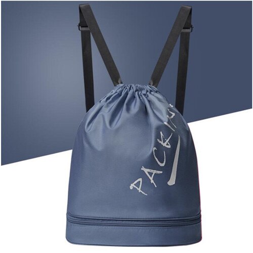 Mochila deportiva de gimnasio para hombre, mujer y niño, con cordón, para natación, secado, húmedo, para piscina, playa, Fitness: deep blue