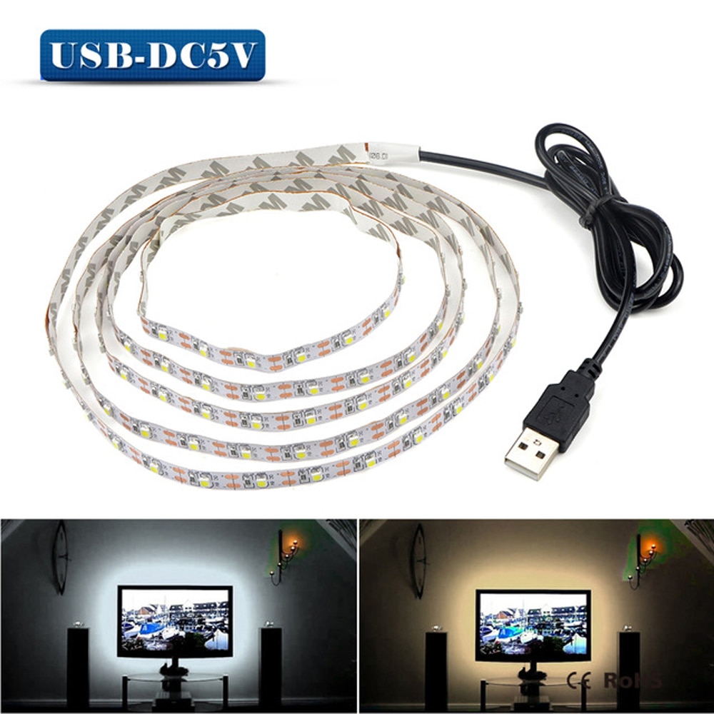 5V Usb Led Light Smd 3528 Hdtv Tv Achtergrond Decoratie Lamp Tape Flexibele Strip Niet Waterdicht 1M 2M 3M 4M 5M