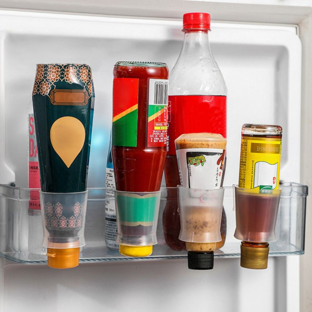 2pcs Reusable Refrigerator Seasoning Bottle Rack Practical Durable Salad Ketchup Bottle Storage Rack Wall-mounted