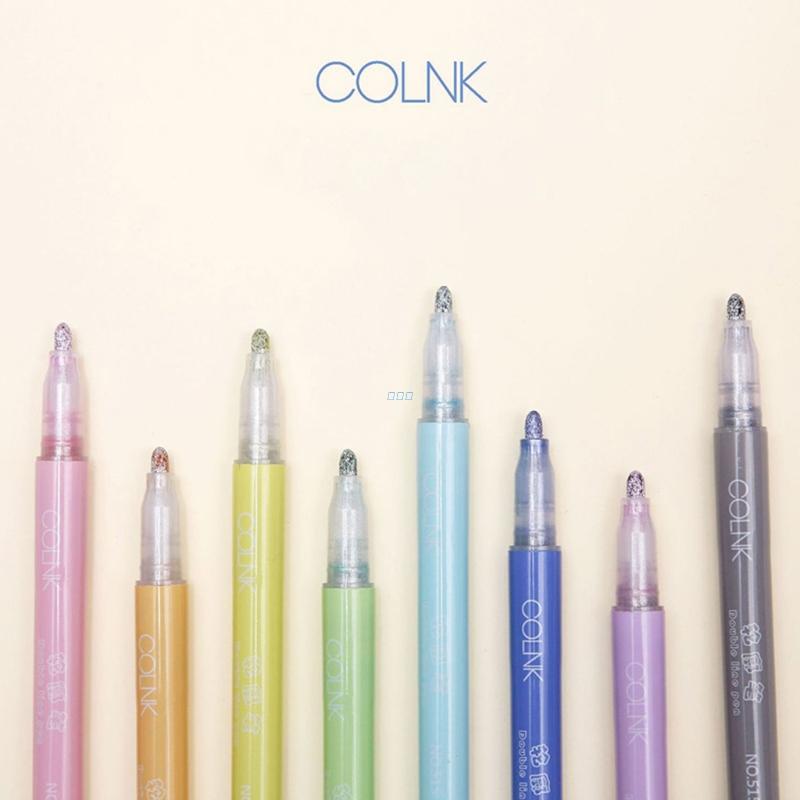 8 Pack Double Line Markers Glitter Outline Pens Metallic Markers For Kids Adult Painting Drawing Art Signature Scrapbook