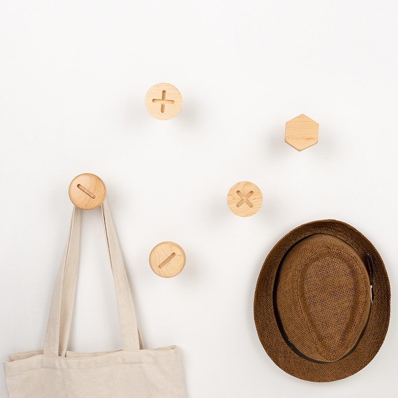 Crochet mural en bois massif originalité woodness crochet à vis accroche-manteau murale patère Metope décoration bouton crochet