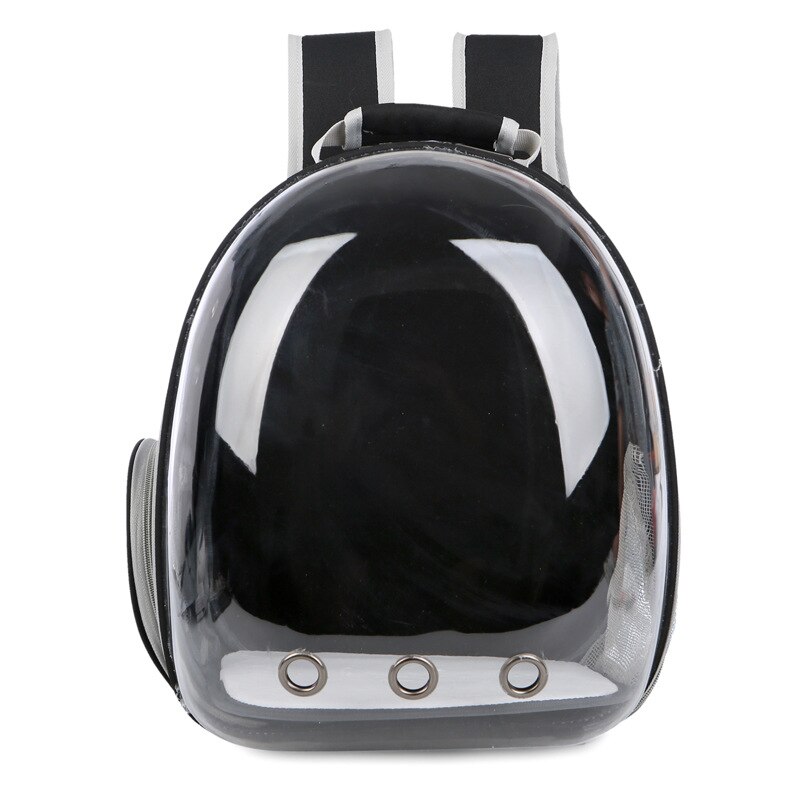 Kattepose åndbar bærbar kæledyrs taske udendørs rejse rygsæk til kat og hund gennemsigtig plads kæledyrs rygsæk: Sort