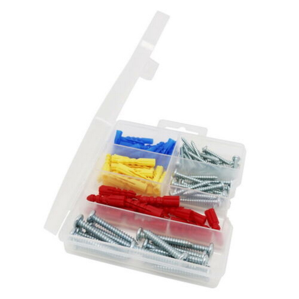 Plastic Self Drilling Drywall Ribbed Anchors with Screws Assortment Kit,100 Pcs