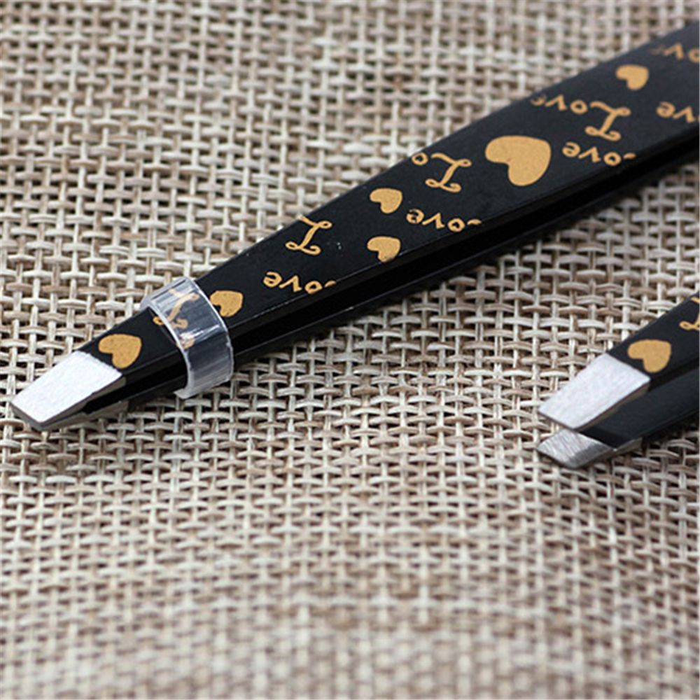 1PC LOVE Eyebrow Tweezer Hair Beauty Slanted Puller Stainless Steel Eye Brow Clips Hair Removal Makeup Tool