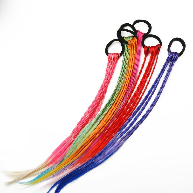 4cm arc-en-ciel élastique cheveux corde bandes de caoutchouc accessoires de cheveux pour les filles perruque queue de cheval cheveux anneau enfants torsion tresse corde cheveux outil