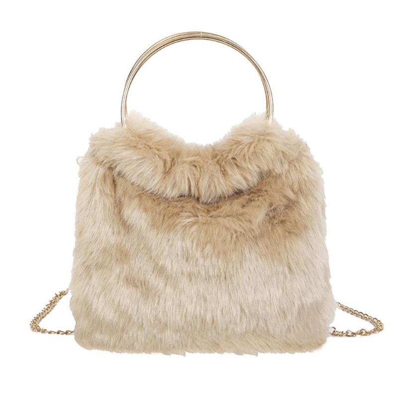 Offre spéciale sac à bandoulière moelleux doux épaule sacs à main femmes automne Shopping fourre-tout en peluche sac de messager loisirs quotidiens: Camel