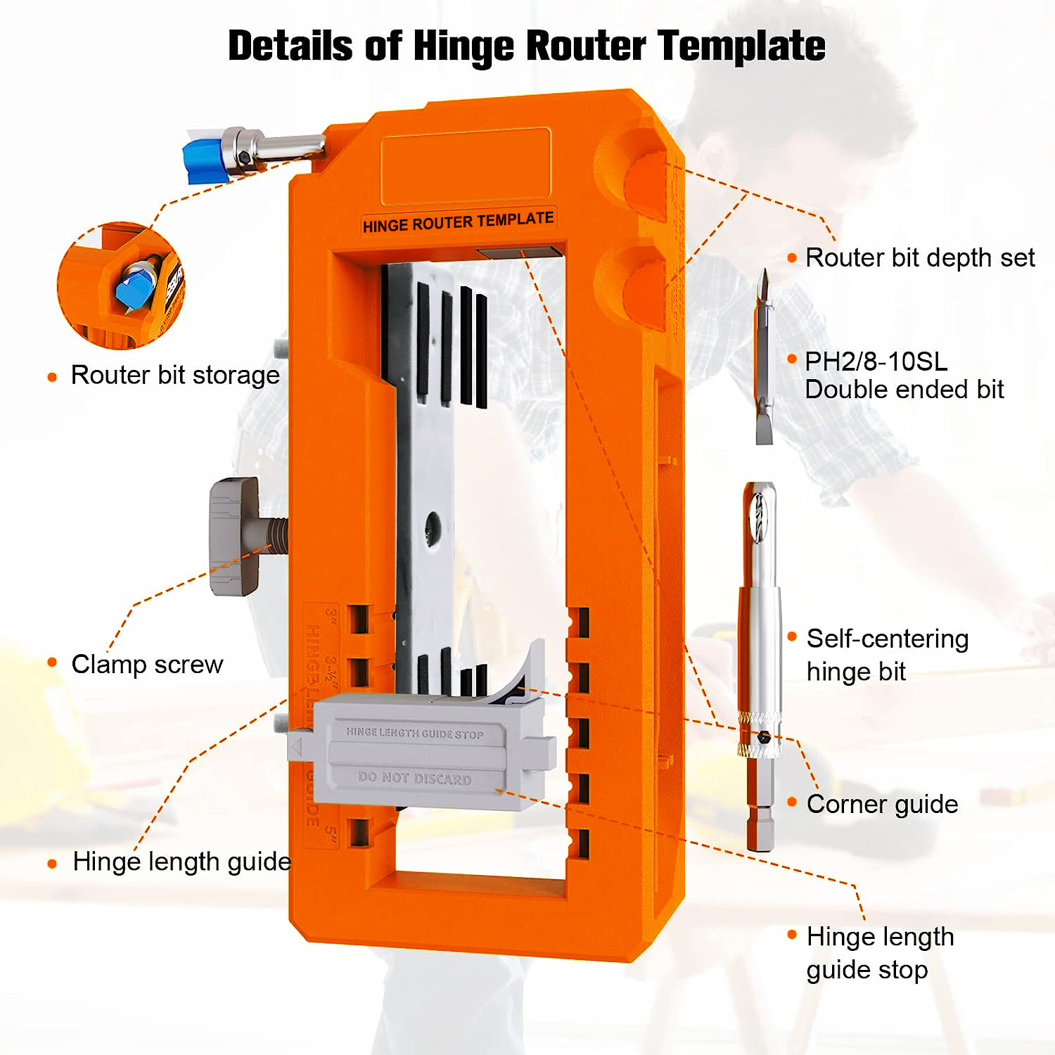 Door Hinge Routing Jig And Hinge Jig 3‑5in Length 1/4‑5/8in Radius Hinge Router Template for Woodworking Tool
