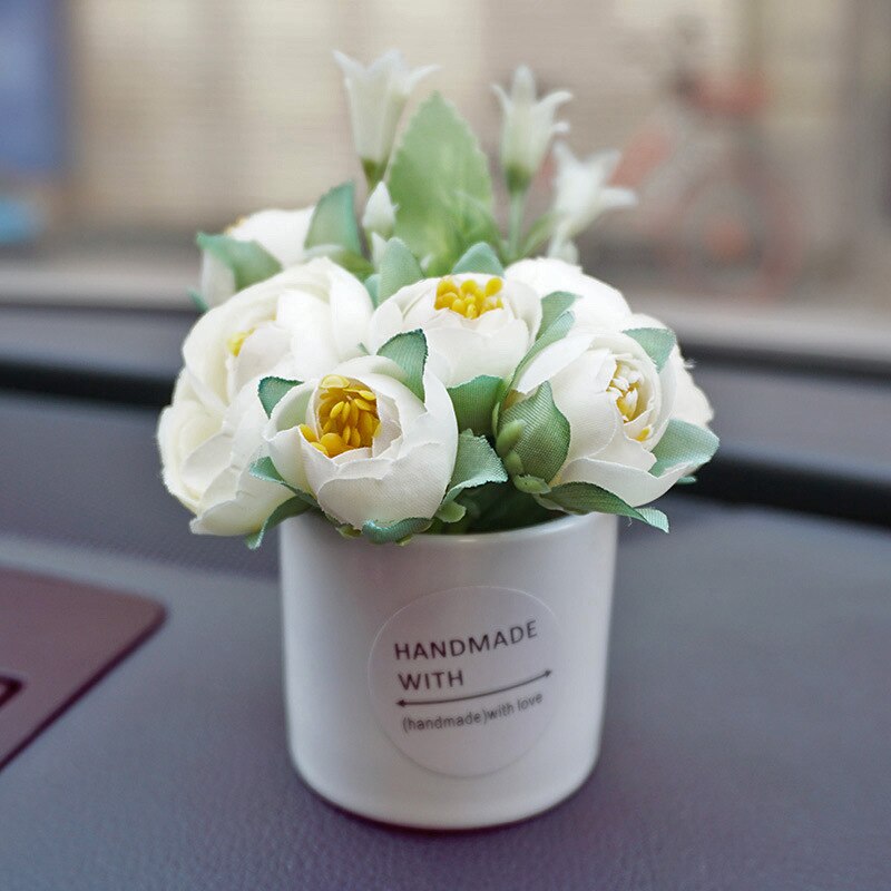 Auto Dashboard Ornament Mini Simulatie Bloem Plant Decoratie Keramische & Doek 5.5*5.5*10Cm DFDS889: agapanthus  white ce