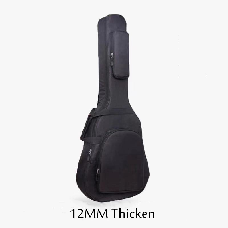 Vandtæt guitar taske tykkere dobbelt skulder 600d oxford klud materiale stor kapacitet litterær guitar musikinstrument taske: Sort 12mm