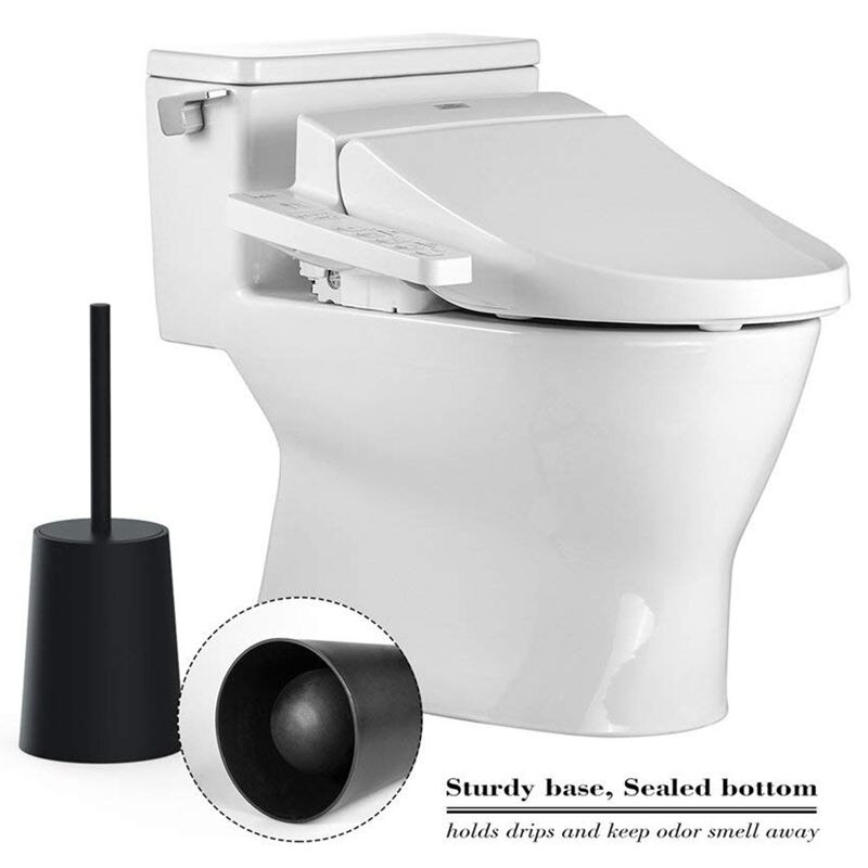Toiletborstel En Houder Set, Toiletpot Borstel Met Houder Zwart Voor Badkamers, modern Wc Borstel Met Deksel Langer Borstel