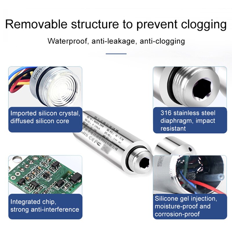 1-10m 4-20mA Throw-in type level gauge water tank controller water level indicator pressure type level transmitters