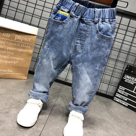 Forår efterår drenge jeans børn drenge bukser drenge bukser pioner børn dreng jeans elastisk talje casual jeans 2-6y
