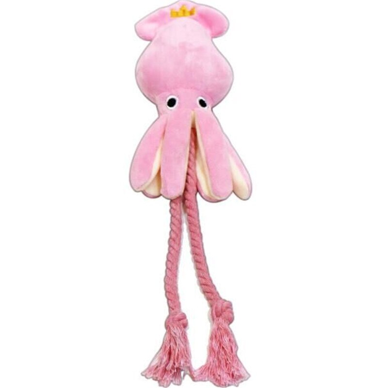 Cute Squid Small Dog Toy Sound BB Plush Pet Puppy Rope Toys Pink Chew Squeak Toys For Cat: Default Title