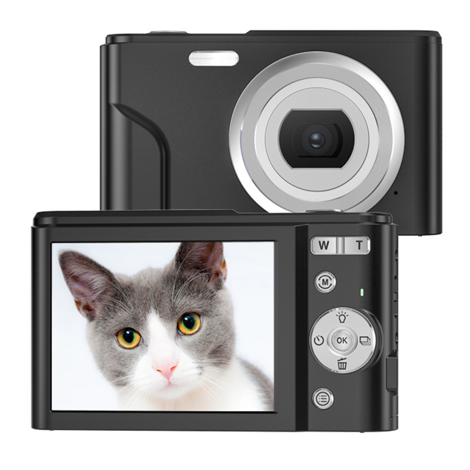 Digitalkamera fhd 1080p 36.0 megapixel vlogging kamera 16x digital zoom lcd skærm kompakte bærbare minikameraer til børn: Sort