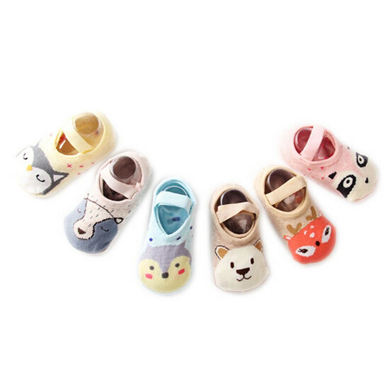 Pudcoco Leuke Peuter Zachte Non-Slip Sokken Kids Baby Jongen Meisje Cartoon Animal Cotton Ankle Warme Sokken Anti-Slip Slipper 1-3Y