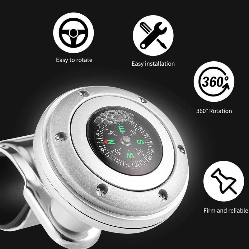 Steering Wheel Assistive Ball Power Booster Ball Spinner Steering Handle Wheel Knob For Car Vehicle Steering Wheel Auto (Silver)