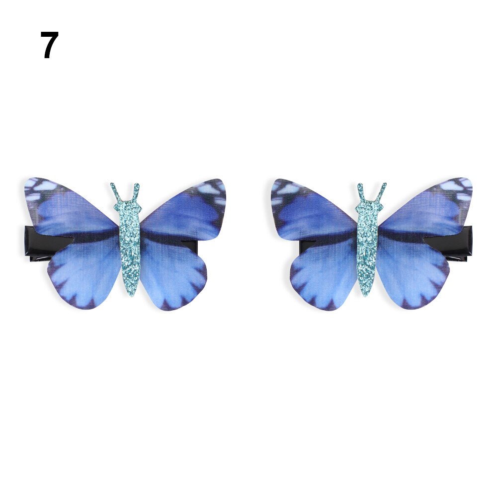 2 pièces belle strass papillon pince à cheveux Double couches Tulle épingle à cheveux accessoires de coiffure outils pour les femmes fille: 7