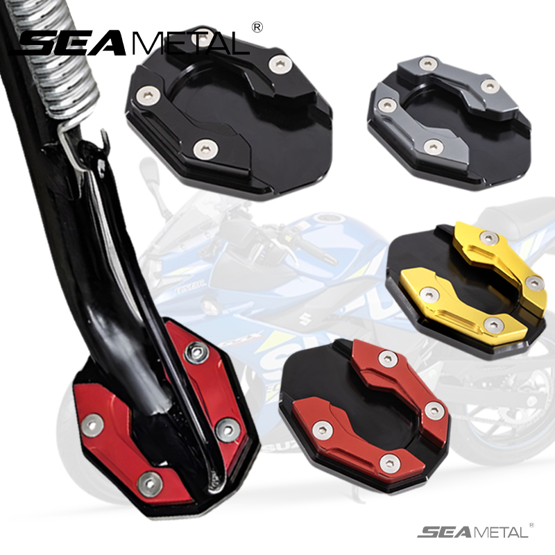 SEAMETAL Motorrad Seitenständer Abdeckung Aluminiumlegierung Motorrad Stopp Ständer Pad Universal- Fahrrad Fußverlängerung Ständer Abdeckungen