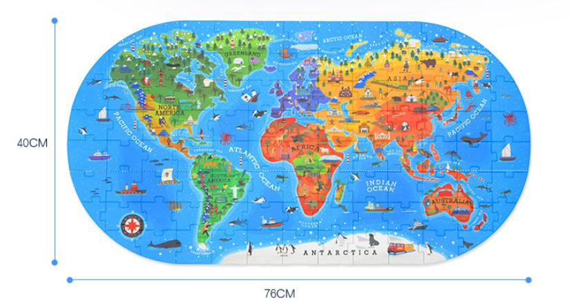 Engels Editie Kinderen Wereldkaart Puzzel Model 100 Stuks Van Menselijke Geografie Puzzel Geografie Educatief