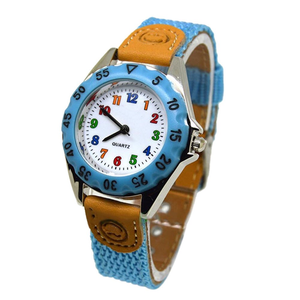 Cute Boys Girls Quartz Watch Kids Children's Fabric Strap Student Time Clock Wristwatch DSS899: Sky Blue