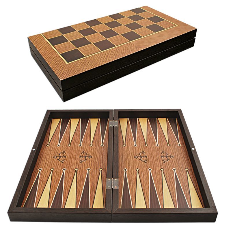 Backgammon Chess Set Checkers Draughts Fantastic Orient Luxury Antique Oak Wooden Turkish Entertainment Board Game