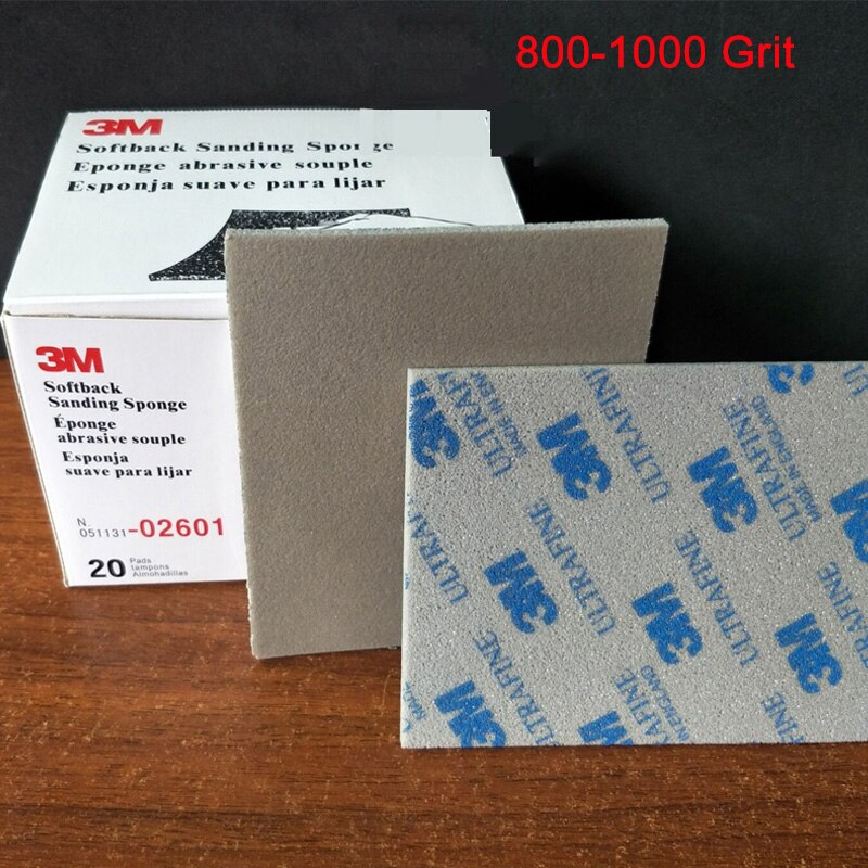 Papel de lija de esponja 3M, lijado y pulido de la carcasa de plástico hasta papel de lija 1200-1500/800-1000/500-600, grano 026000260102602: 800-1000 / 114x139mm(20PCS)