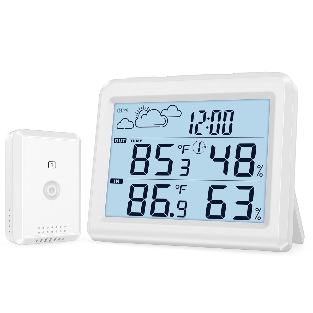Digital Indoor Outdoor Thermometer Weather Forecaster Station Wireless Temperature Humidity Monitor Backlight Time Alarm Clock