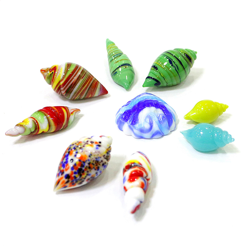 Cute Handmade Glass Shell Conch Mini Figurines Ornaments Fairy Garden Gnome Moss Terrarium Aquarium Decoration Crafts Bonsai DIY