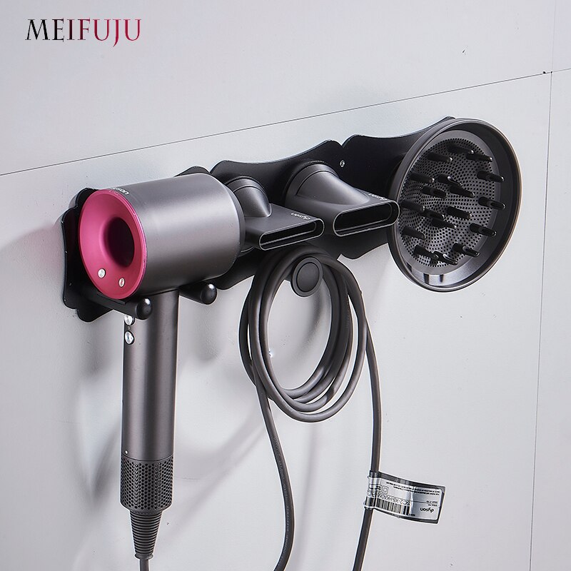 Zwart Föhn Houder Badkamer Planken Wall Mount Storgae Rack Badkamer Plank voor Dyson Supersonic föhn Houder Zilverachtige