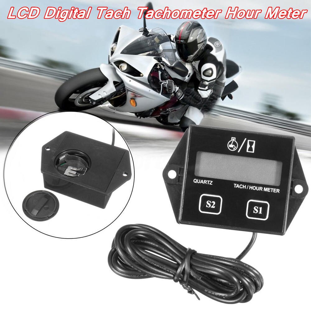 Universal LCD Display Hour Meter Motorcycle ATV Scooter Marine Boat Gauge Digital Display Speed Timer Without Battery