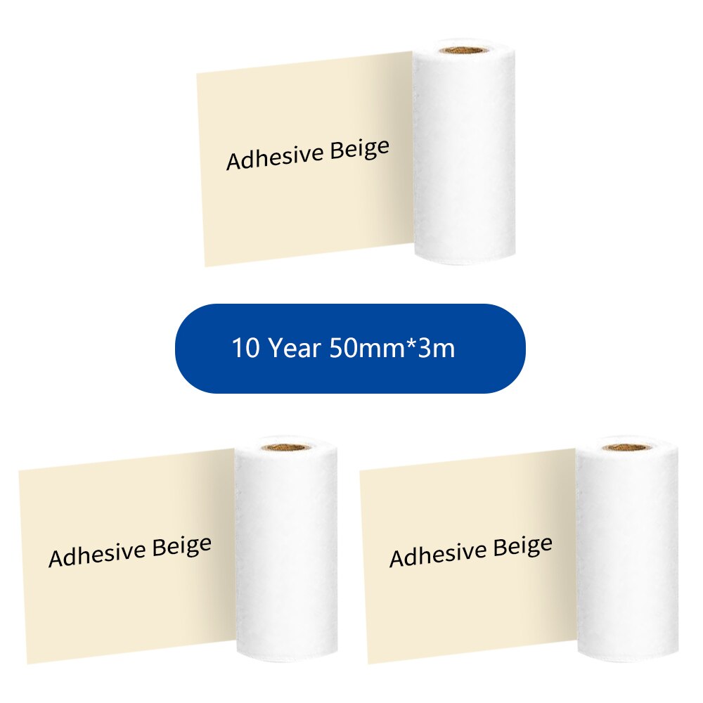 Papier termiczny Phomemo kartki samoprzylepne kolorowa naklejka na M02/M02S/M02Pro etykieta samoprzylepna rolki szerokość 50/53mm naklejka termiczna papier: 3Roll Sticker Beige