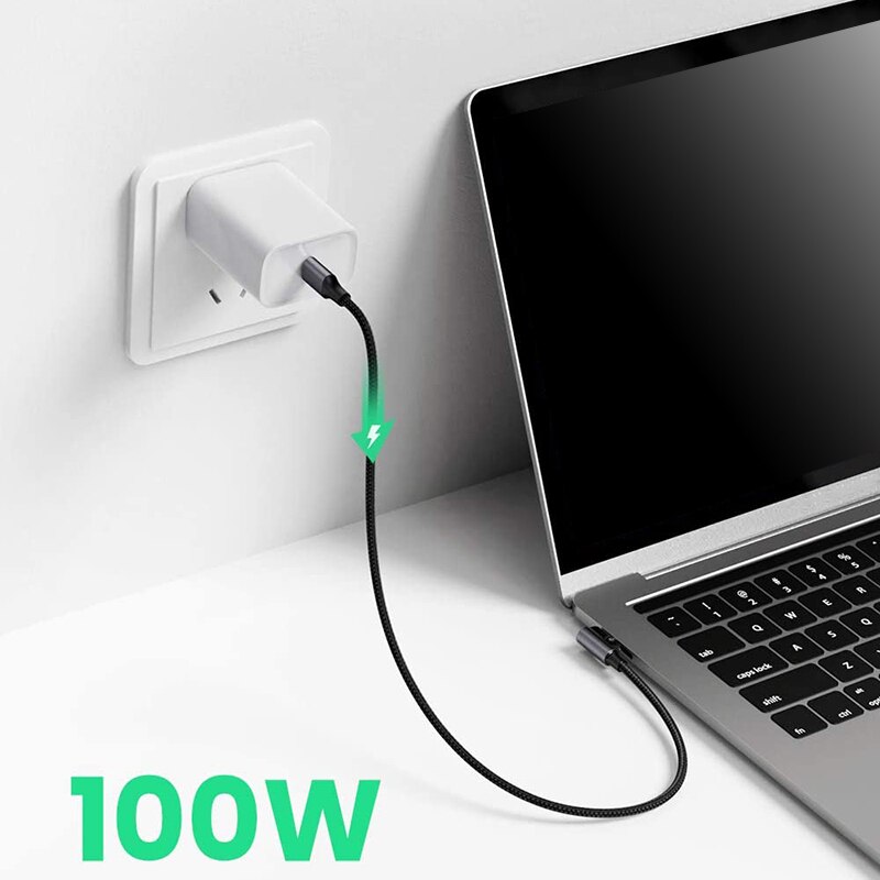 Usb-c-zu-usb-c-kabel, rechtwinklig , 100w -polig, schnellladekabel typ  c 90 , strom- und datenkabel für ipad und samsung