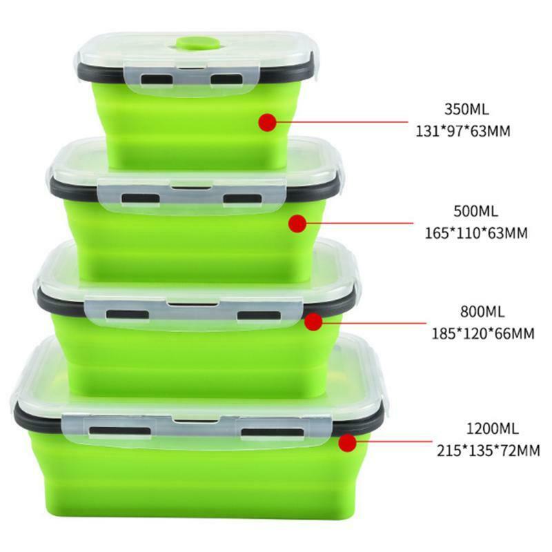4 Stuks Set Opvouwbare Siliconen Voedsel Lunchbox Fruitsalade Opslag Voedsel Doos Container Servies Gunstig Lunchbox