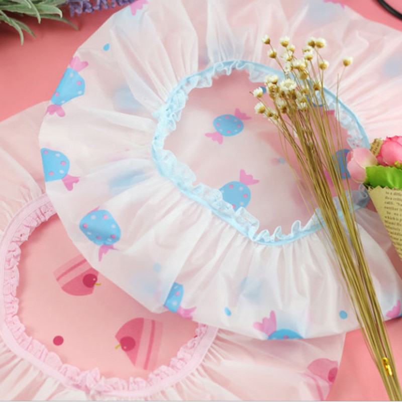 1 stk resuerbar brusebad hat tykkere badehætte vandtæt badeværelse tilbehør sødt mønster elastisk badehætte kvinder leverancer