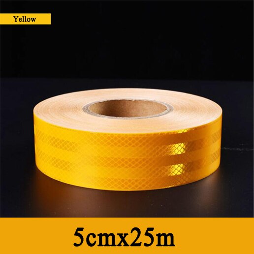 Cinta adhesiva reflectante prismática, cinta de visibilidad para remolque de camión, 5cm x 25m por rollo: 5cmx25m yellow