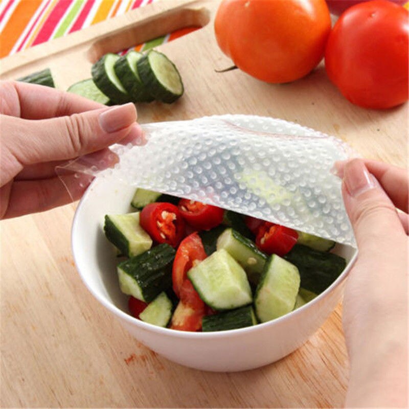 3 Sizes Multifunctional Food Fresh Keeping Saran Wrap Kitchen Tools Reusable Silicone Food Wraps Seal Vacuum Cover Lid Stretch