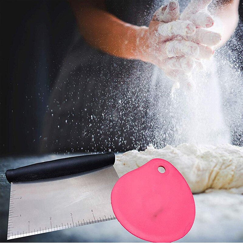 Deigskjærer / chopper & silikon bolle skrape rustfritt stål bakverk & deig kutter med måle guide til matlaging grilling