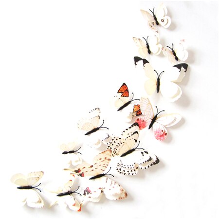12 Uds pegatinas de mariposa 3D para pared manualidades decoración hogareña pegatinas de pared para sala de estar, dormitorio, cocina, baño, decoración para habitación de niños: D