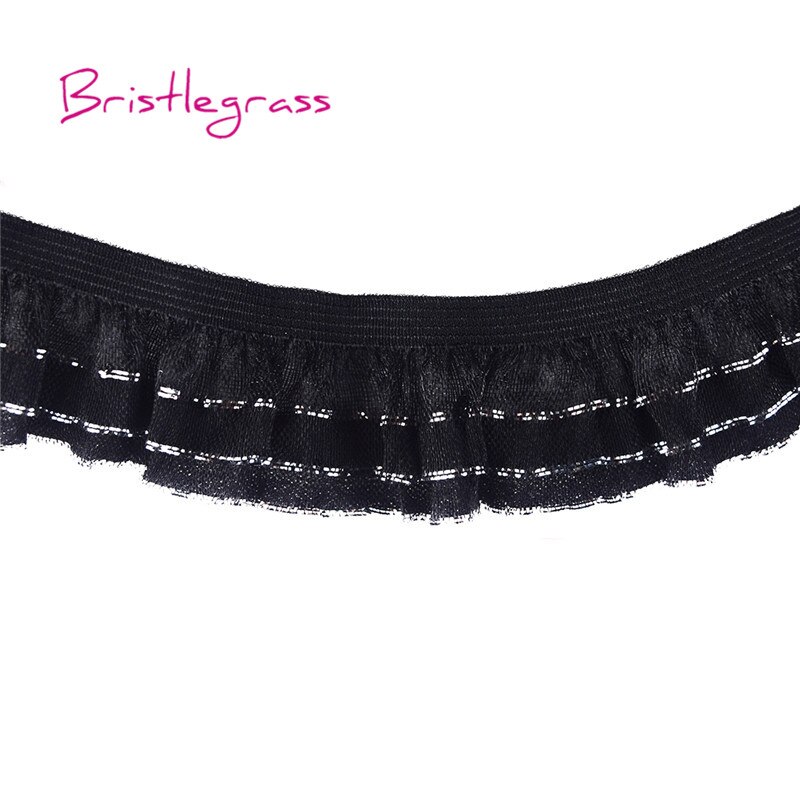 Bristlegrass 5 yard 1 " zilveren glitter geplooide patchwork kant rand effen elastiek kinderhoofdband tutu jurk diy naaien