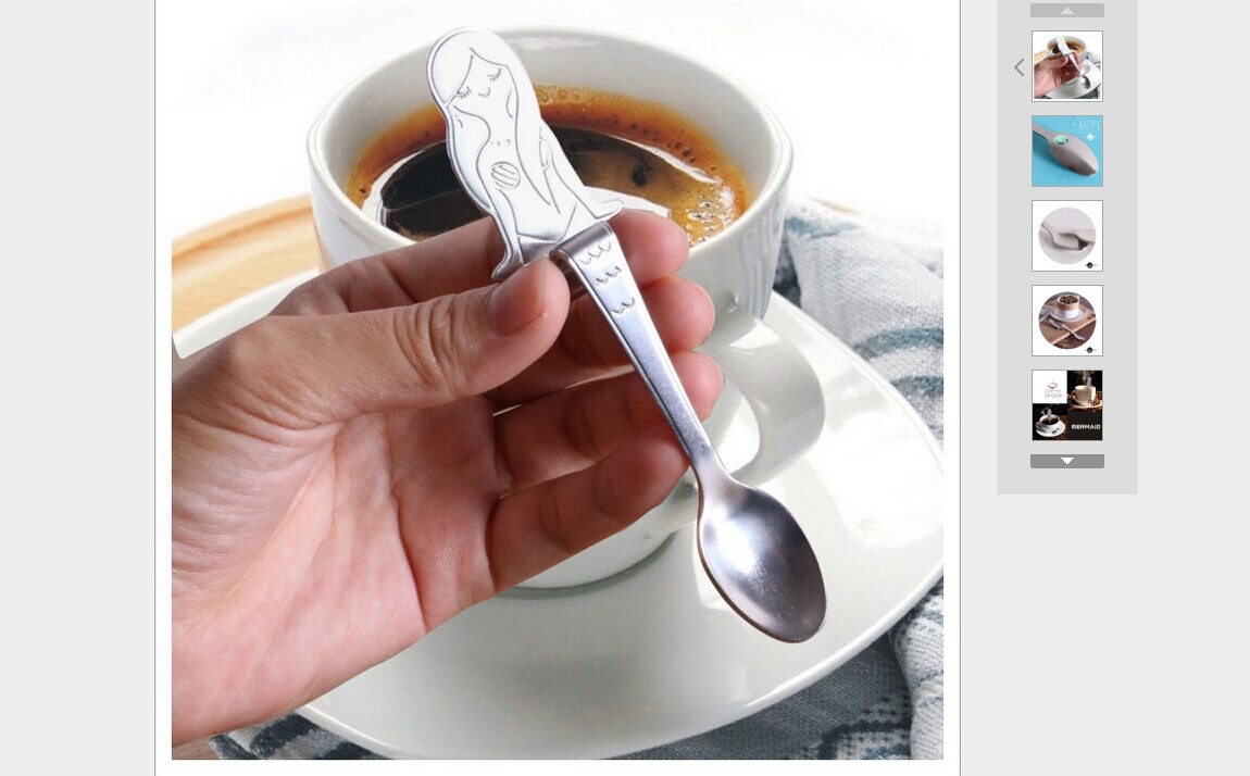 Śliczne w stylu syreny łatwo dopasować łyżki syrenka łyżeczka robić kawy zakrzywiona łyżeczka ze stali nierdzewnej robić przypraw kuchennych: A