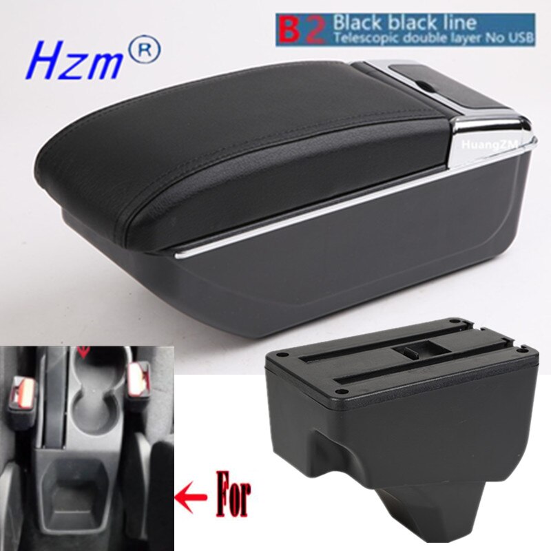 For Peugeot Armrest For Peugeot 208 Car Armrest box Retrofit parts Interior Storage box accessories USB LED: B style white lines