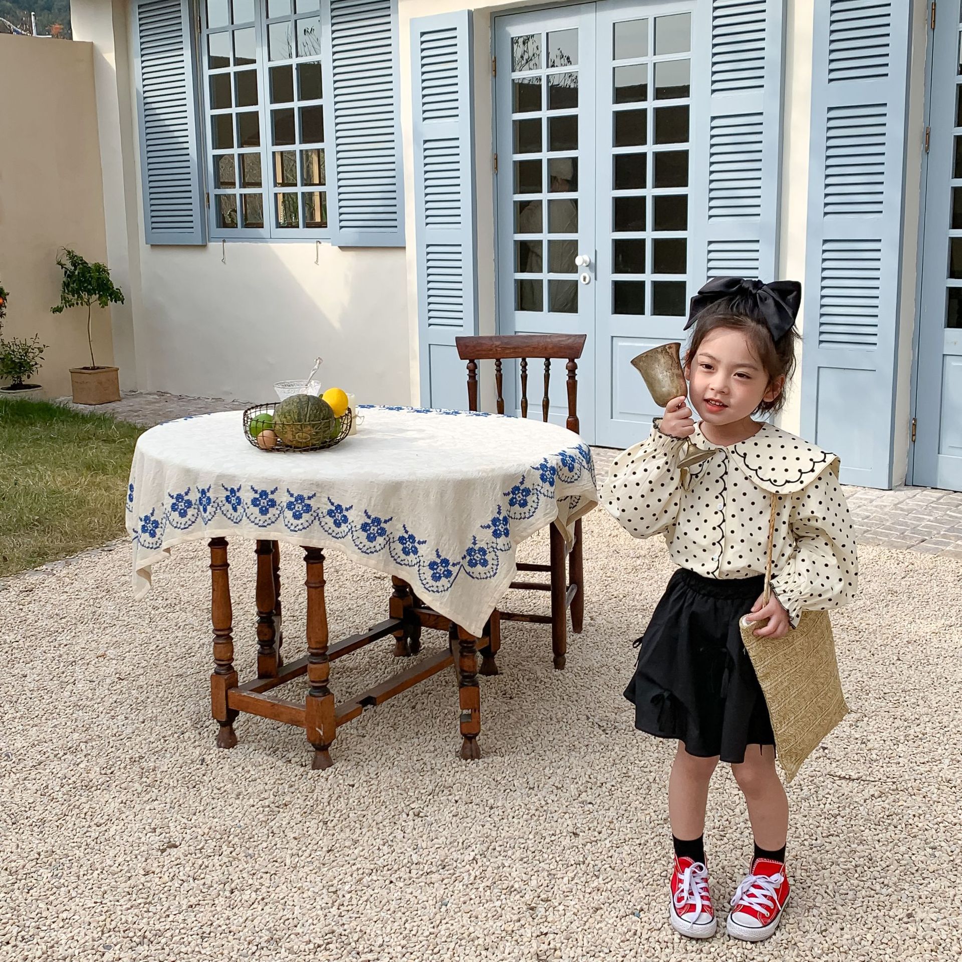 2022 Spring Girls Skirt with Bow Kids Cotton Skirts Kids Skirts