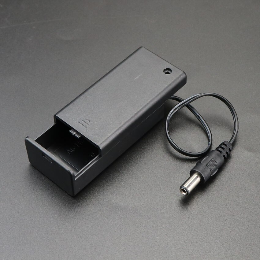 9v 6 f 22 batterikasse 9v volt  pp3 kasse til batteriholder med jævnstrømsstik med ledning til / fra-kontaktdæksel diy batterirum: Med jævnstrømsstik