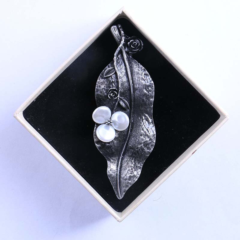 Blad Bloem Broche Pins en Broches voor Vrouwen Retro Zilveren Metalen Tak Plant Pearl Bloemen Bloem Broche Jurk Sieraden