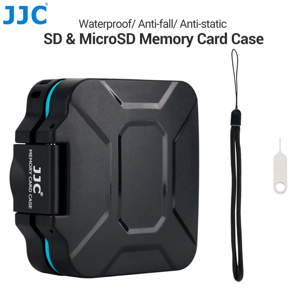 JJC-estuche para tarjeta de memoria SD, caja de almacenamiento con soporte para billetera, organizador para 4 SD SDHC SDXC 4 Micro SD TF, Tarjetero con herramienta de extracción de tarjetas
