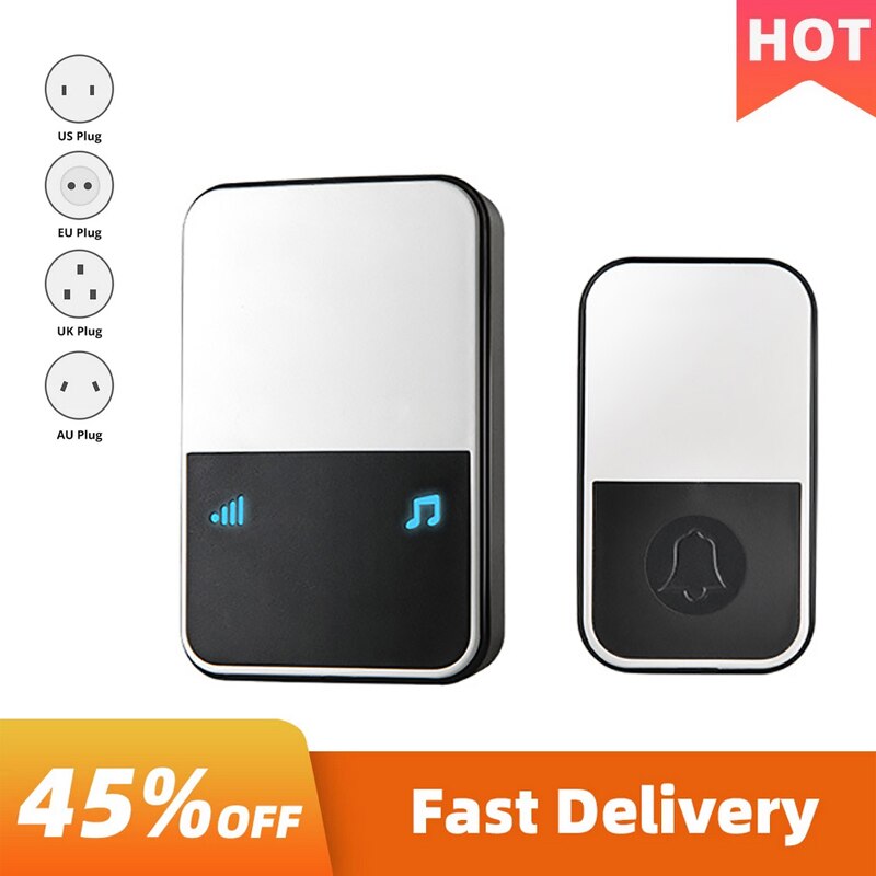 Wireless Doorbell Smart Ring Loud Chime Pager Welcome Household Long-Distance Electronic Home Security Button Timbre Door Bell
