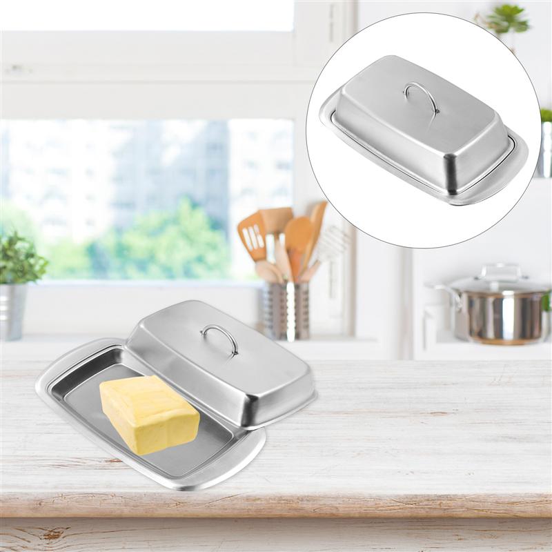 1 Pc Multipurpose Fresh Keeping Box Safe Butter Dish Storage Box Butter Plate With Lid (Silver)