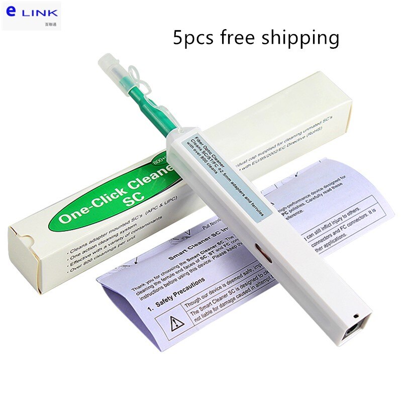 5pcs Fiber Optic Cleaner One Click Cleaning Pen for ftth connector SC FC ST 2.5mm Universal Connector good ELINK